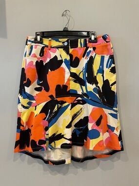 Etcetera Multicolor Abstract Floral Skirt with Pink Accent
